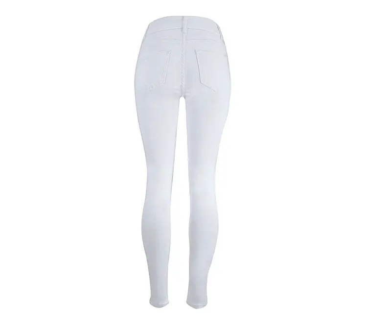 

Women's High Waist Skinny Ripped Hole Denim Distressed Ripped Boyfriend Jeans White Black Denim Pants