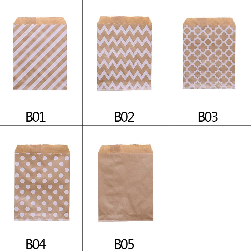 

100Pcs Kraft Paper Bag Gift Bags Paper Pouch Bag Treat Candy Bag Food Packaging Bag For New Year Wedding Birthday Party Favors