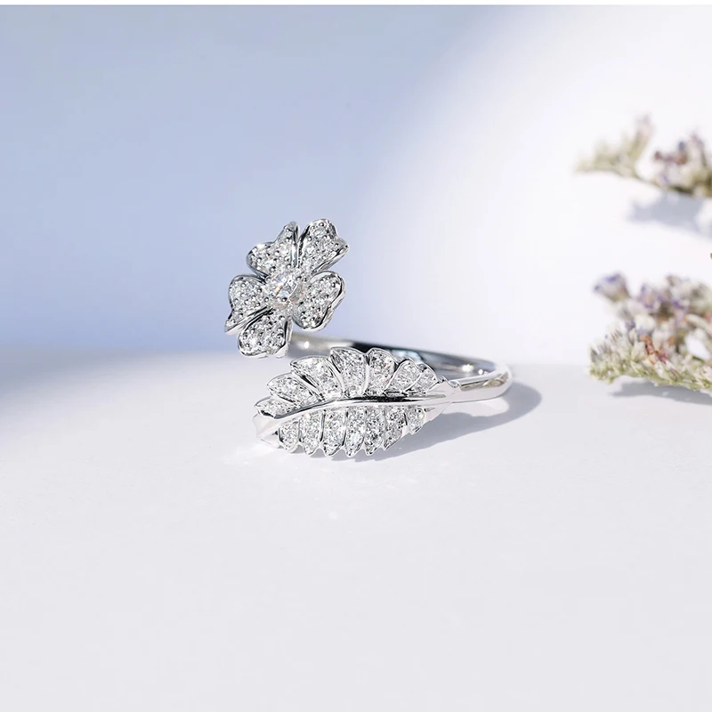 Модные роскошные кольца для женщин Серебряный цвет цветы и лист моделирование