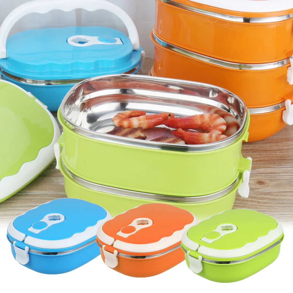 

Новый Ланч-бокс Bento для студентов, офисных работников, двухслойный Ланч-бокс с подогревом для микроволновой печи, контейнер для хранения пищ...
