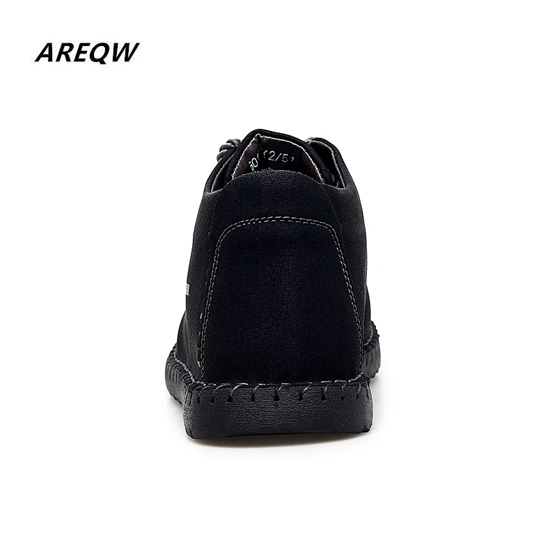 2019 Men Fashion Leather Shoes Winter Warm Sneakers Lace Up Out Door Flats Male Moccasins Non-slip Black Brown Sport | Обувь