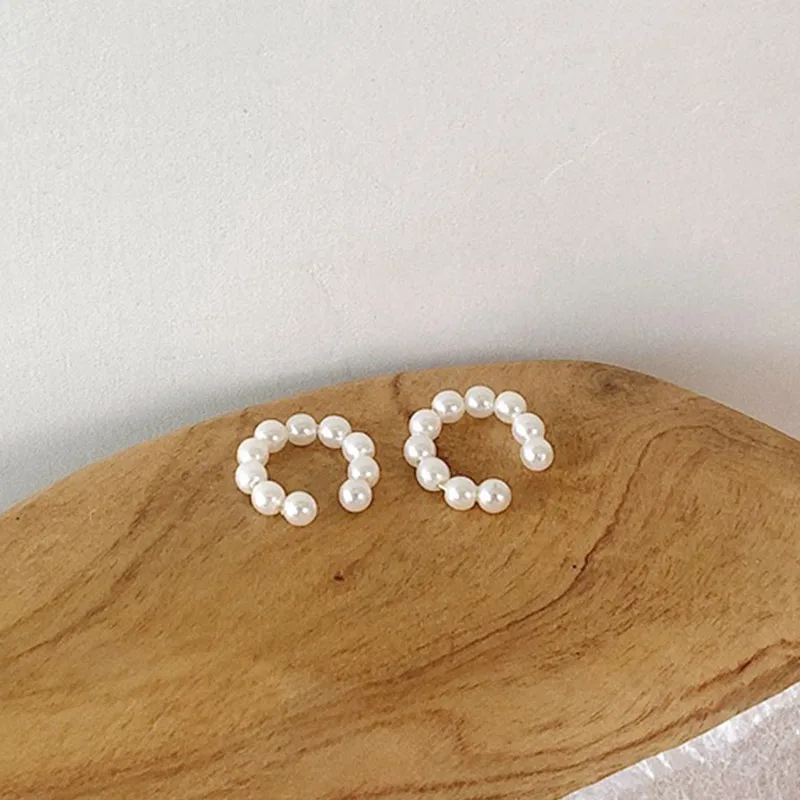 Жемчужные серьги клипсы в Корейском стиле милые романтичные жемчужные для
