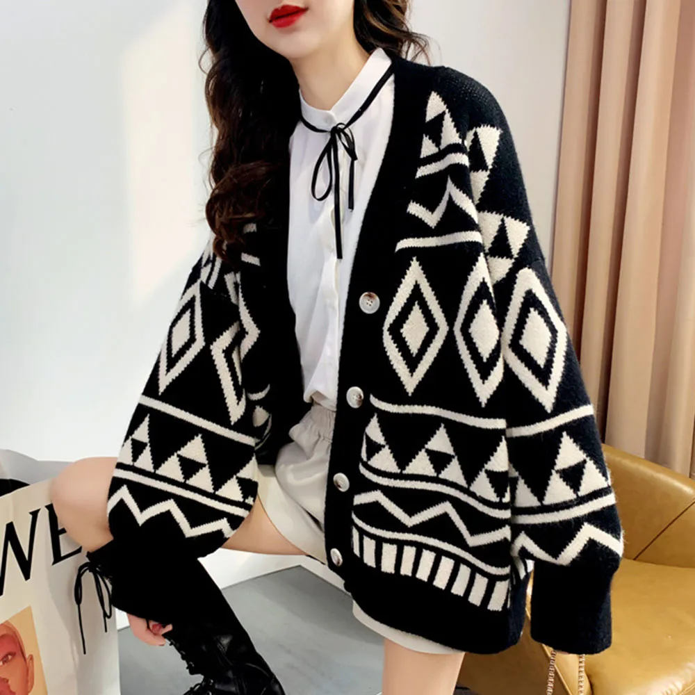 Повседневный Кардиган оверсайз свитер для женщин японское корейское свободное