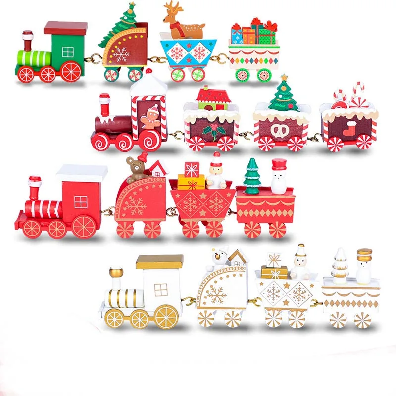 

Wooden Christmas Train Children Christmas Gift White Christmas Decoration New Year Decorations Red Green White DEC581