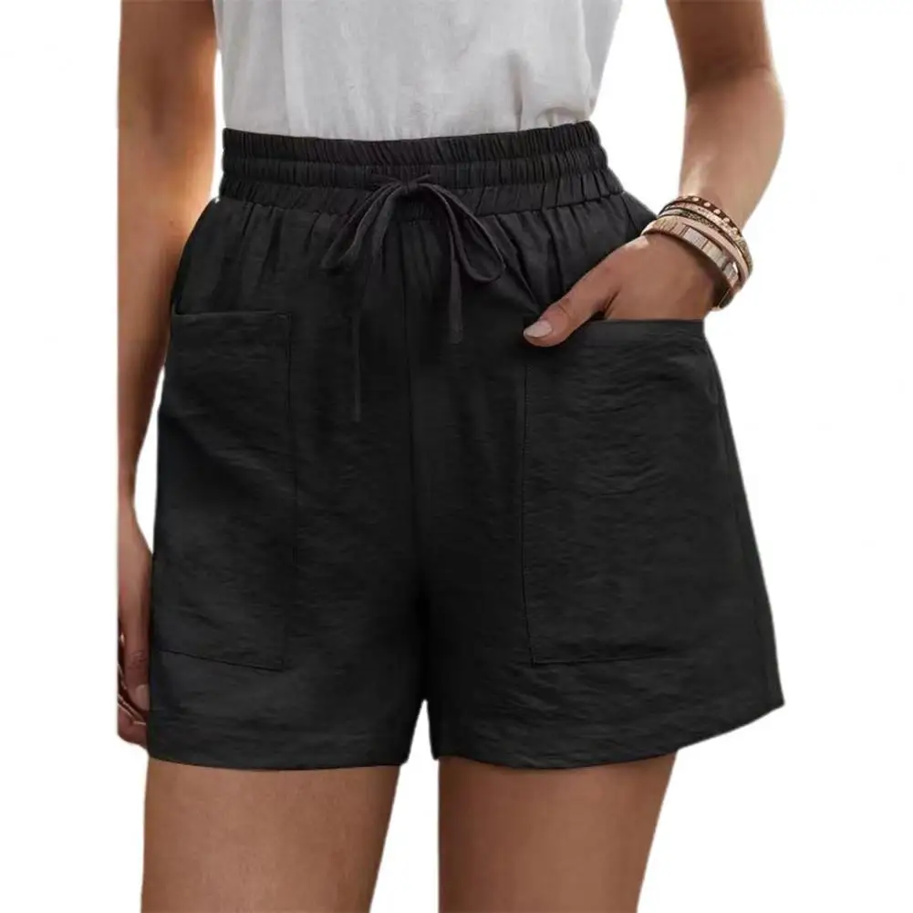 

Women Short Sexy High Waist Pockets Solid Color Elastic Waist Loose Shorts Bottoms Summer Casual Shorts Streetwear