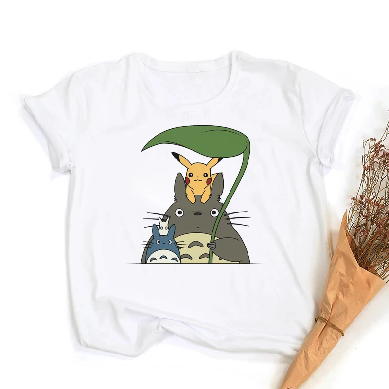 

Totoro Cartoon Men and Women Clothing Summer 2021 Newest Oversized Harajuku Graphic T-shirts Short Sleeve Japanese Anime Tee