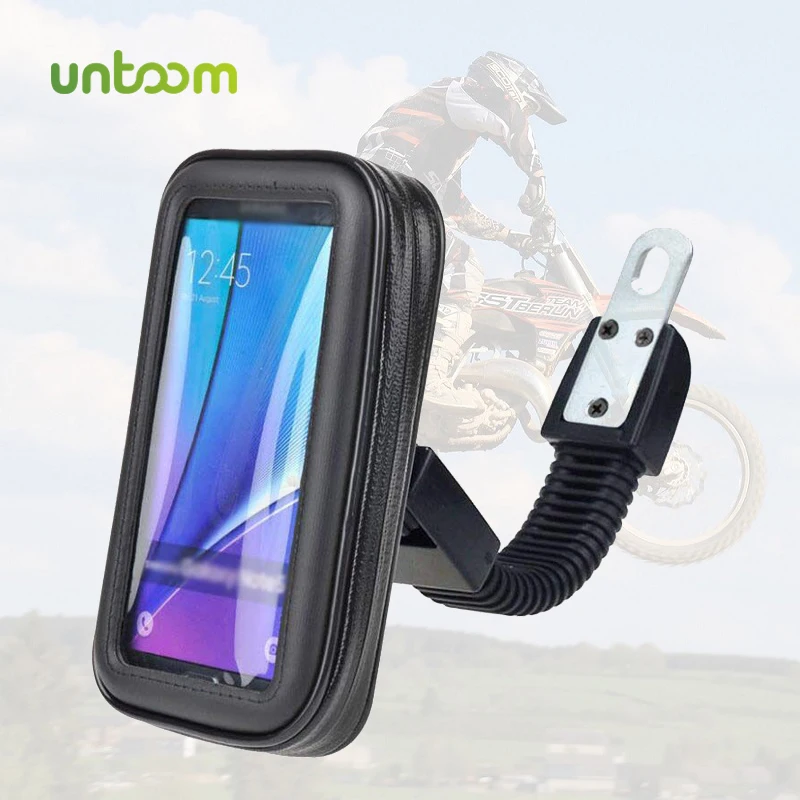 untoom motorcycle phone holder moto rear view mirror handlebar stand mount scooter motorbike waterproof bag support cell phone free global shipping