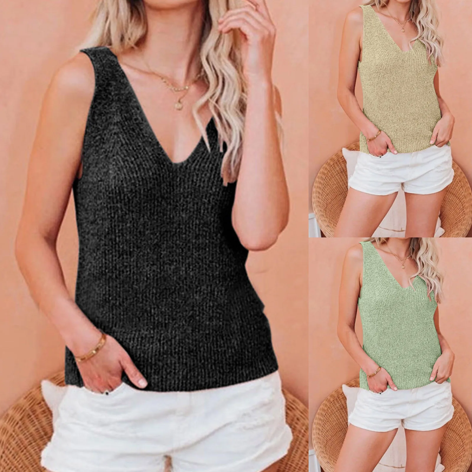 

Women TopsV-Neck Casual Easy Tank Tops