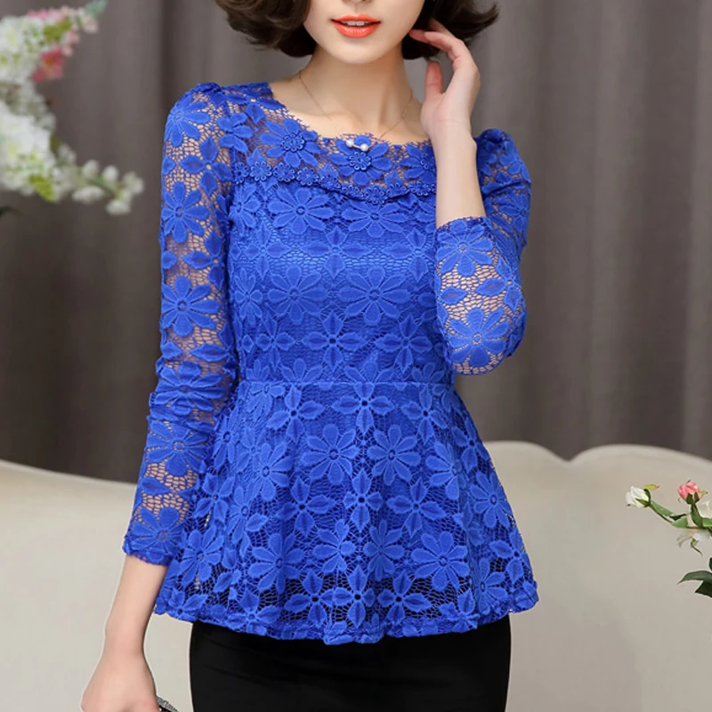 Женский винтажный топ с рюшами сорочка Новинка весны Blusas Топ черная белая кружевная блузка женская тонкая рубашка с длинным рукавом Femme 817C5