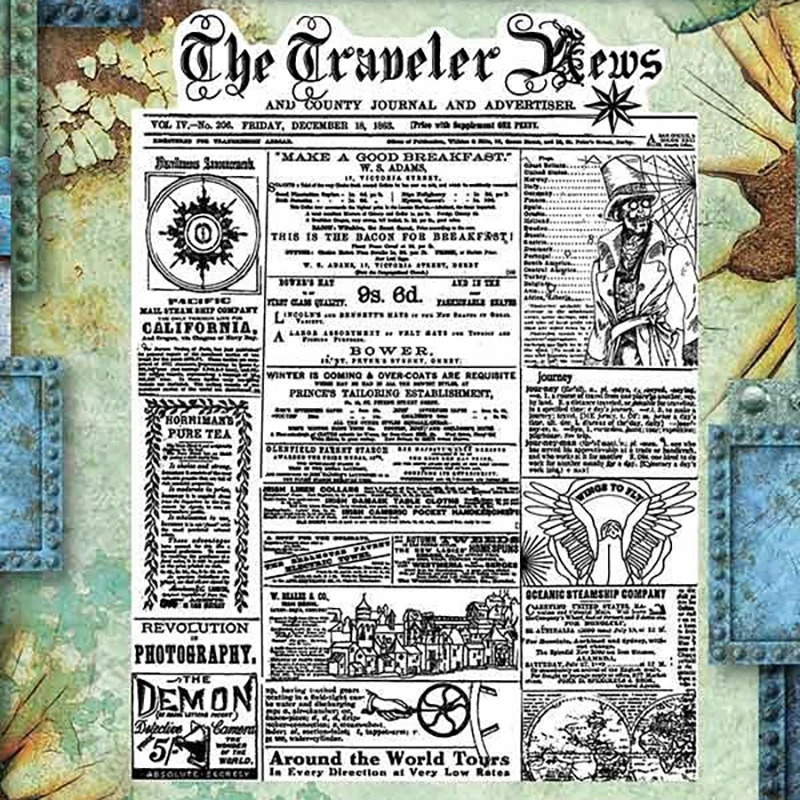 

2021 New Retro Newspaper Background Pattern Clear Stamps For DIY Craft Making Greeting Card Scrapbooking No Metal Cutting Dies