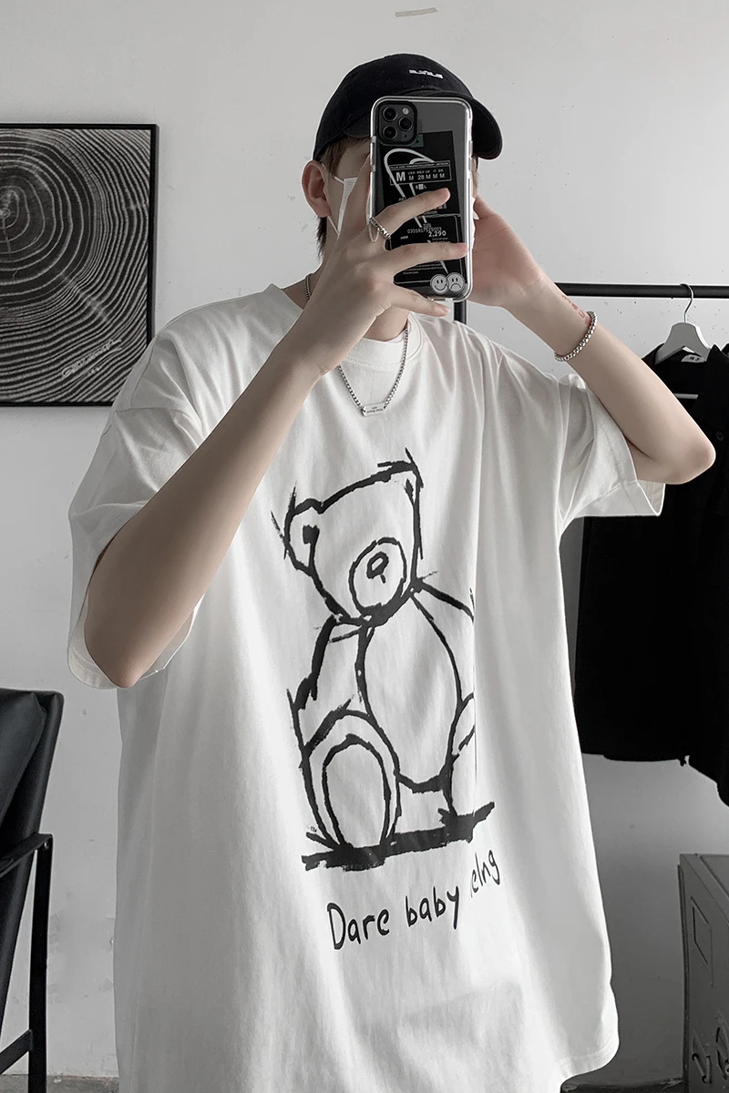 

2021 summer short sleeve t-shirt men's casual loose size over size half sleeve Unisex couple trend