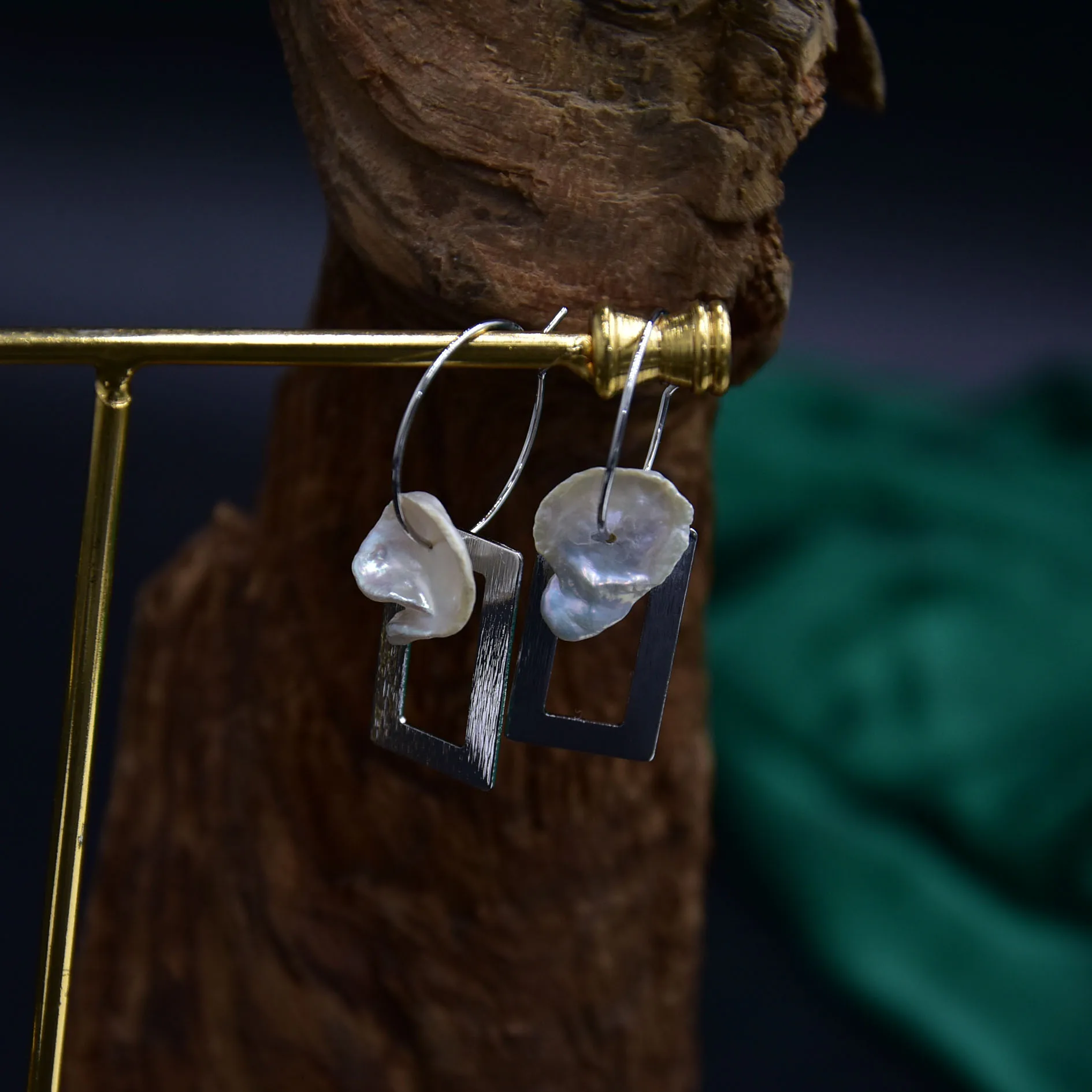 Серьги с жемчугом Мода 925 серебряные серьги геометрические жемчужные длинный