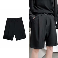 summer casual shorts mens fashion solid color business dress shorts men streetwear wild loose british style suit shorts men