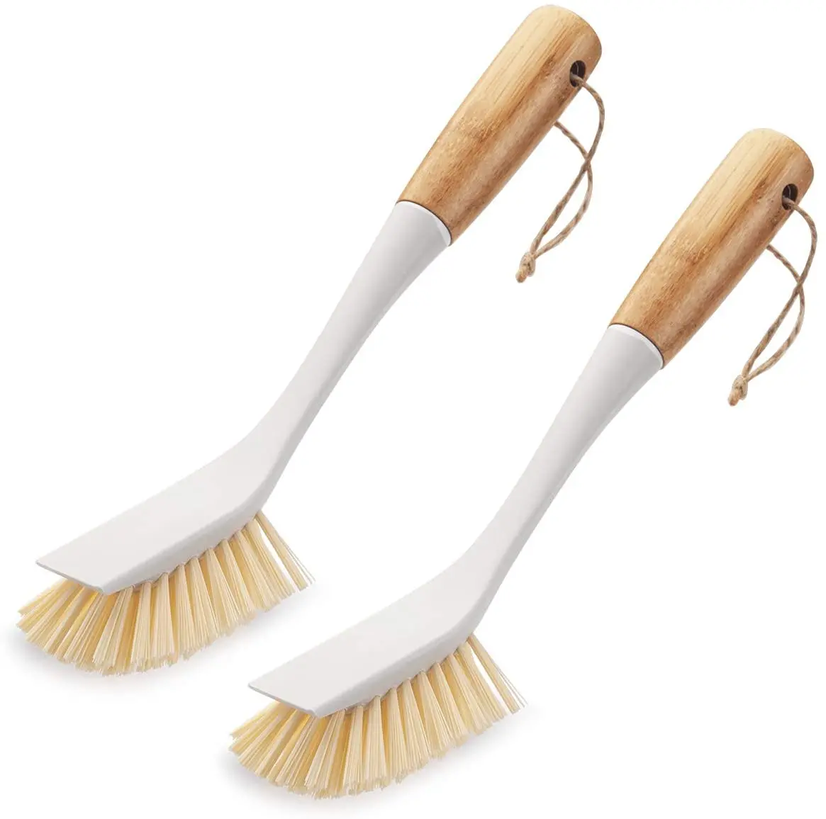 

2pcs with Handle, Dish Scrub Brush and Kitchen Brush Cleaner, Long Good Grips for Sink Pot Pan Cast Iron