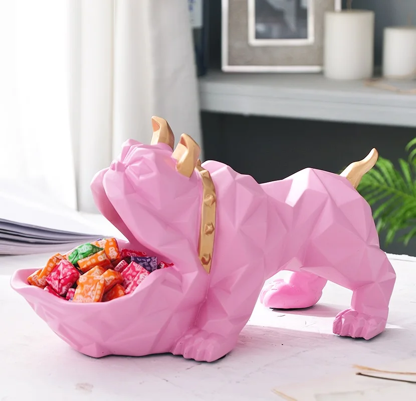NORDIC LUCKY BULLDOG STATUE DOG GEOMETRIC ANIMAL SCULPTURE HOME DECORATIONS COFFEE DOOR KEY STORAGE ITEMS ORNAMENTS R253 | Дом и сад