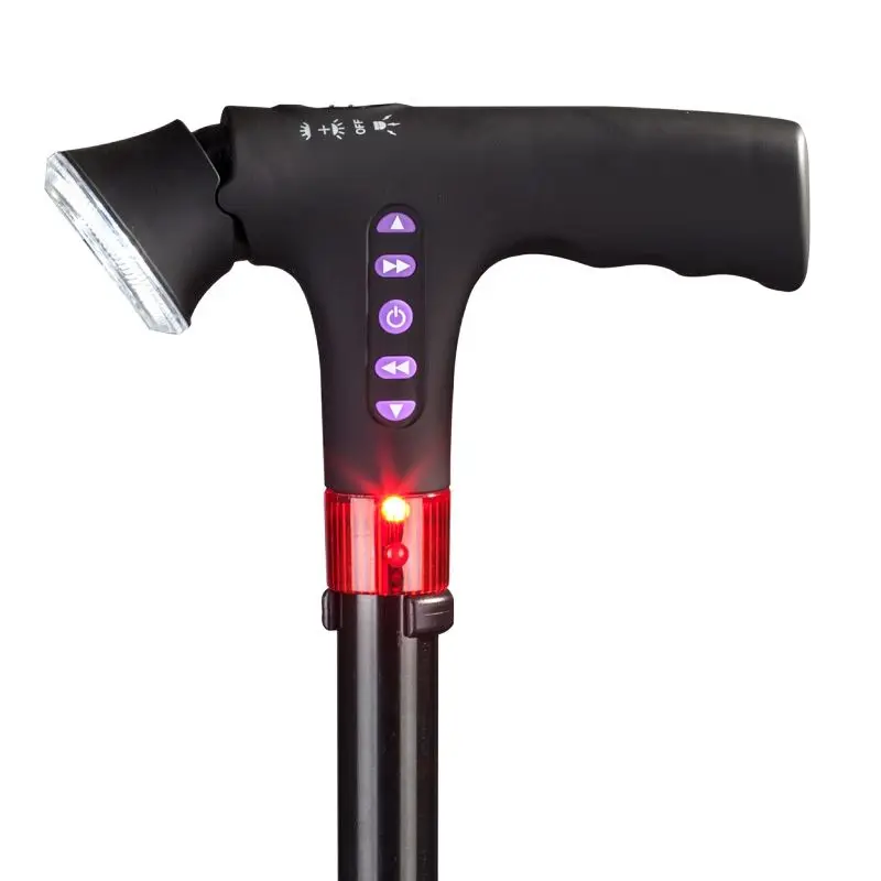 

Elderly crutches multifunctional intelligent luminous four-legged walking stick aluminum alloy T straight handle with lamp