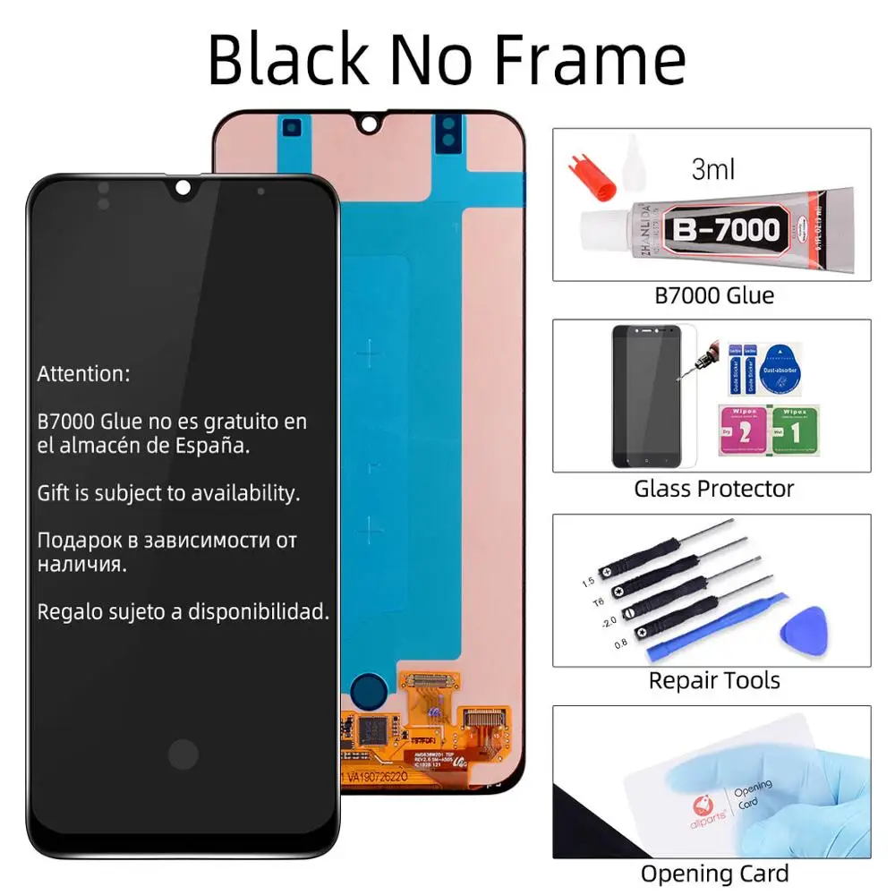 Для samsung Galaxy A50 SM-A505FN/DS A505F/DS A505 ЖК-дисплей сенсорный экран дигитайзер в сборе для samsung A50 lcd - Цвет: Black No Frame
