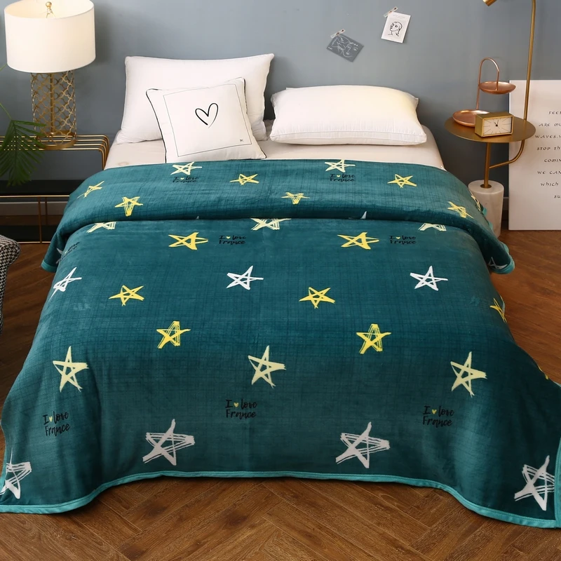 

New soft star bedspread blanket cover the bed winter warm thick fleece fabric throw blanket for sofa