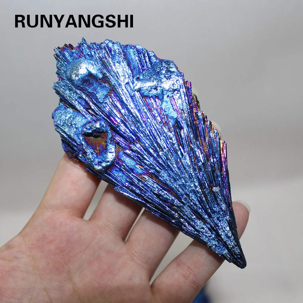 Runyangshi 1 шт. Черный Природный камень уплотнение Гальванизированный синий Перо