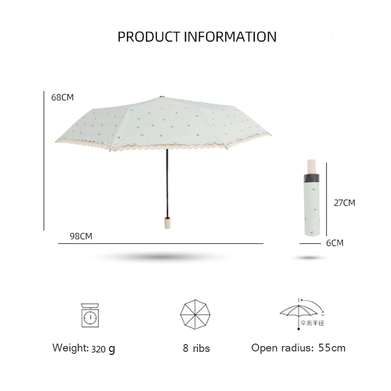 Портативный Ветрозащитный Зонт для женщин складывается в три раза защита от УФ