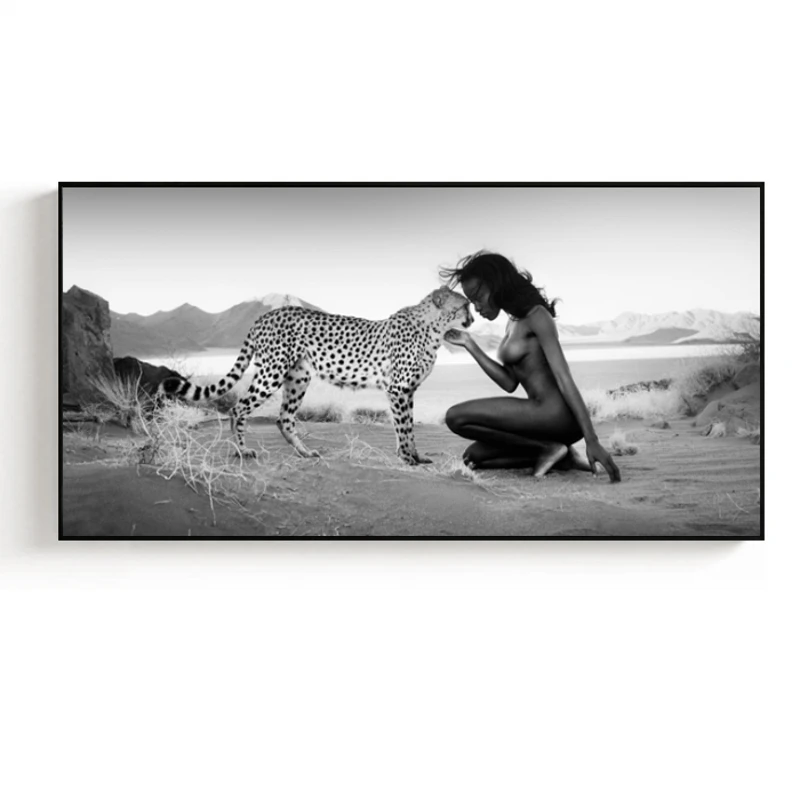 Картины на холсте с леопардовым и телесным принтом для женщин постеры принты