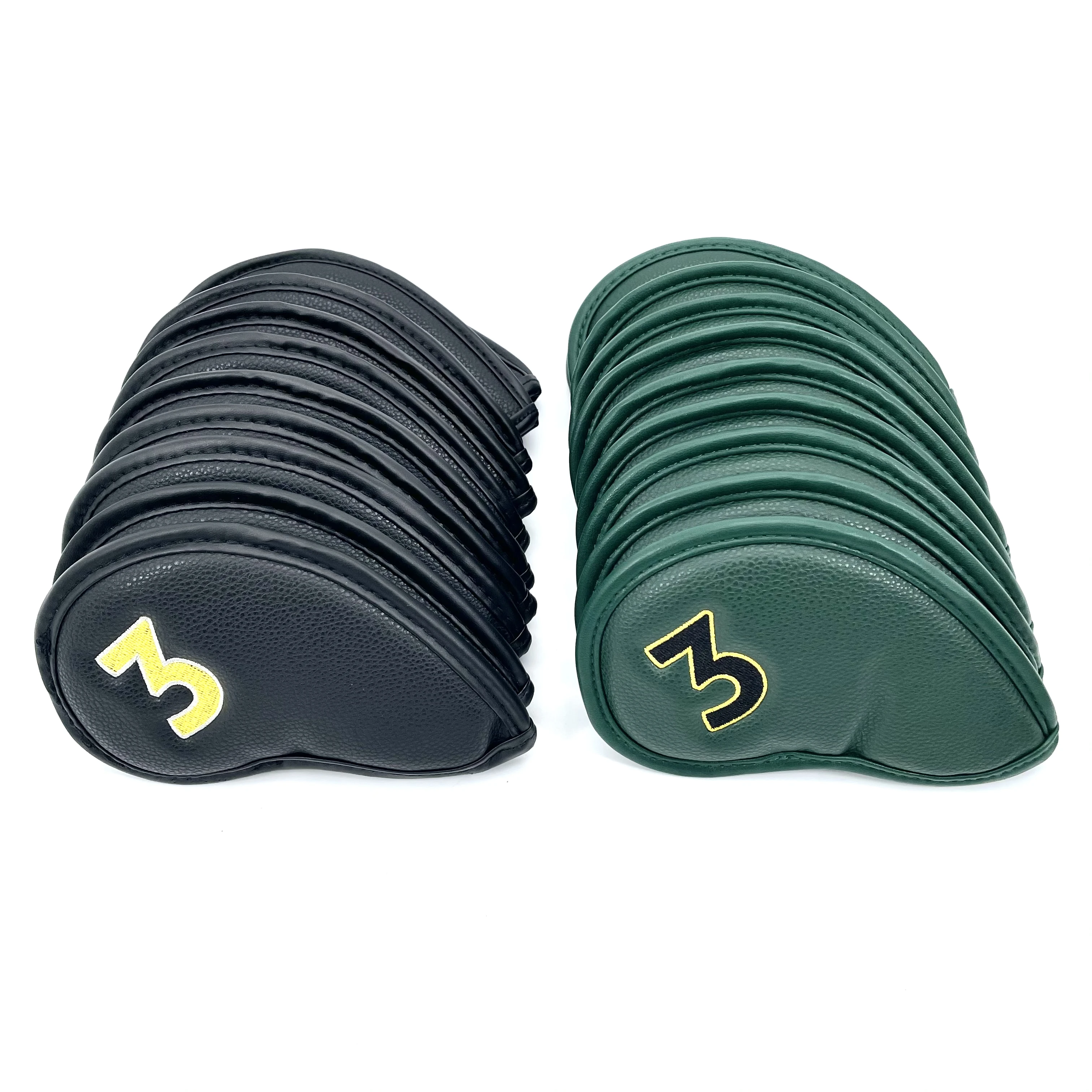 10pcs/set White/Black/Red/Green Optional PU Leather with number Embroidery Golf Club Iron Head Cover 3/4/5/6/7/8/9/A/P/S