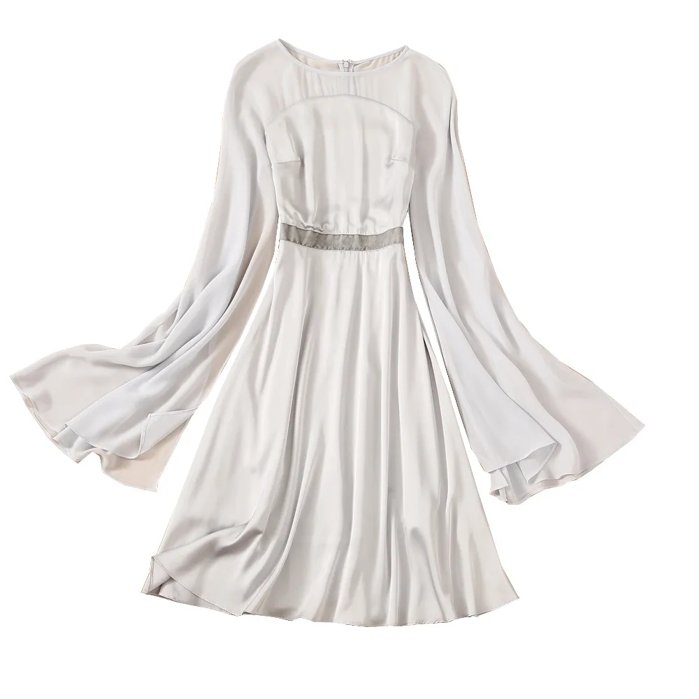 

Runway Designers Dress Women 2021 Summer Elegant Ruffles Cloak Mini Party Dresses Vintage Gray Vestido De Mujer