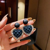 korea 2021 new crystal heart shaped earrings for women exquisite fashion statement earrings girls jewelry accessories wholesale