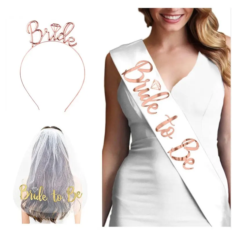 

Wedding Decorations Bridal Shower Wedding Veil Team Bride To Be Satin Sash Bachelorette Party Girl Hen Party Decoration Supplies