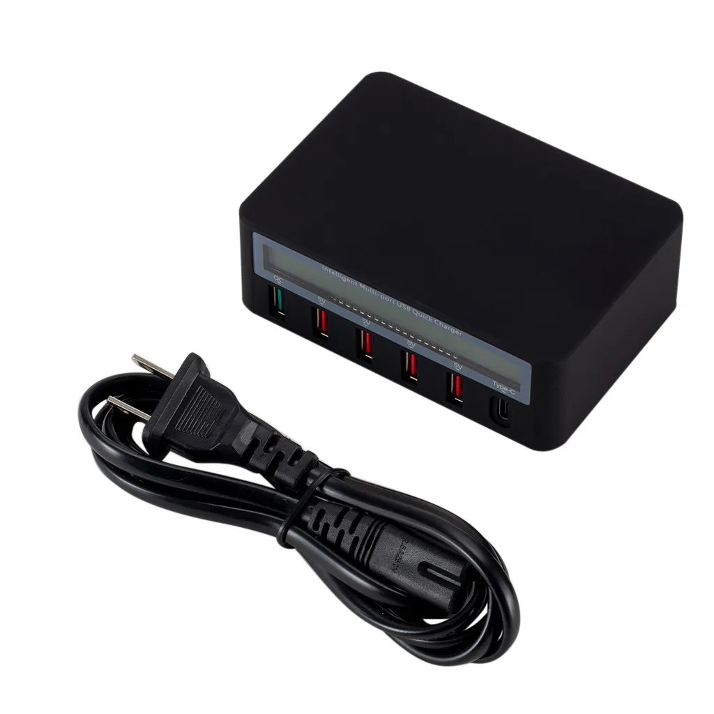 Porto + Tipo-c Rápida com Display Todos os Dispositivos Hub de Carga Lcd para Samsung Este Portas Compatível Quase v Hub Usb 5 6