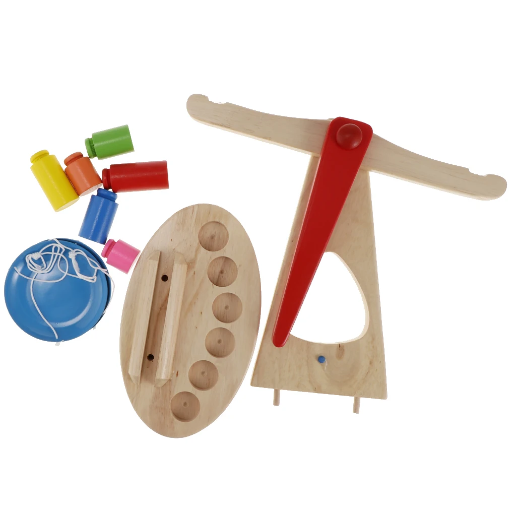 

Montessori Educational Toy, Baby Early Development Balance Scale & Weights Game Wooden Toy, Colorful