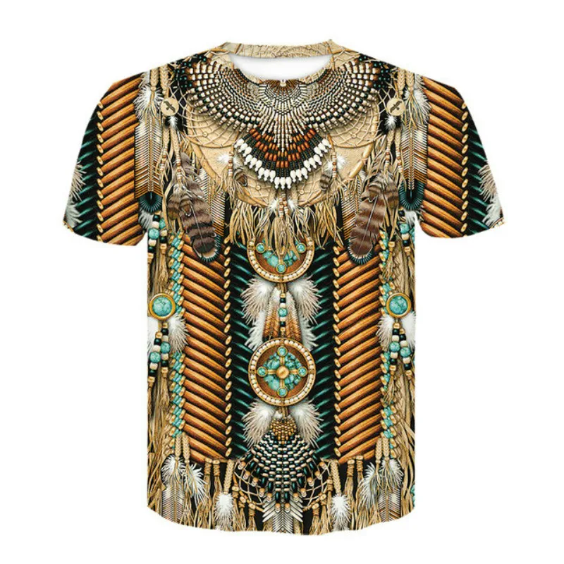 

Camiseta de hombre de estilo bohemio casual simple 3D estiramiento diseo indio amantes ropa de moda callejera 2021