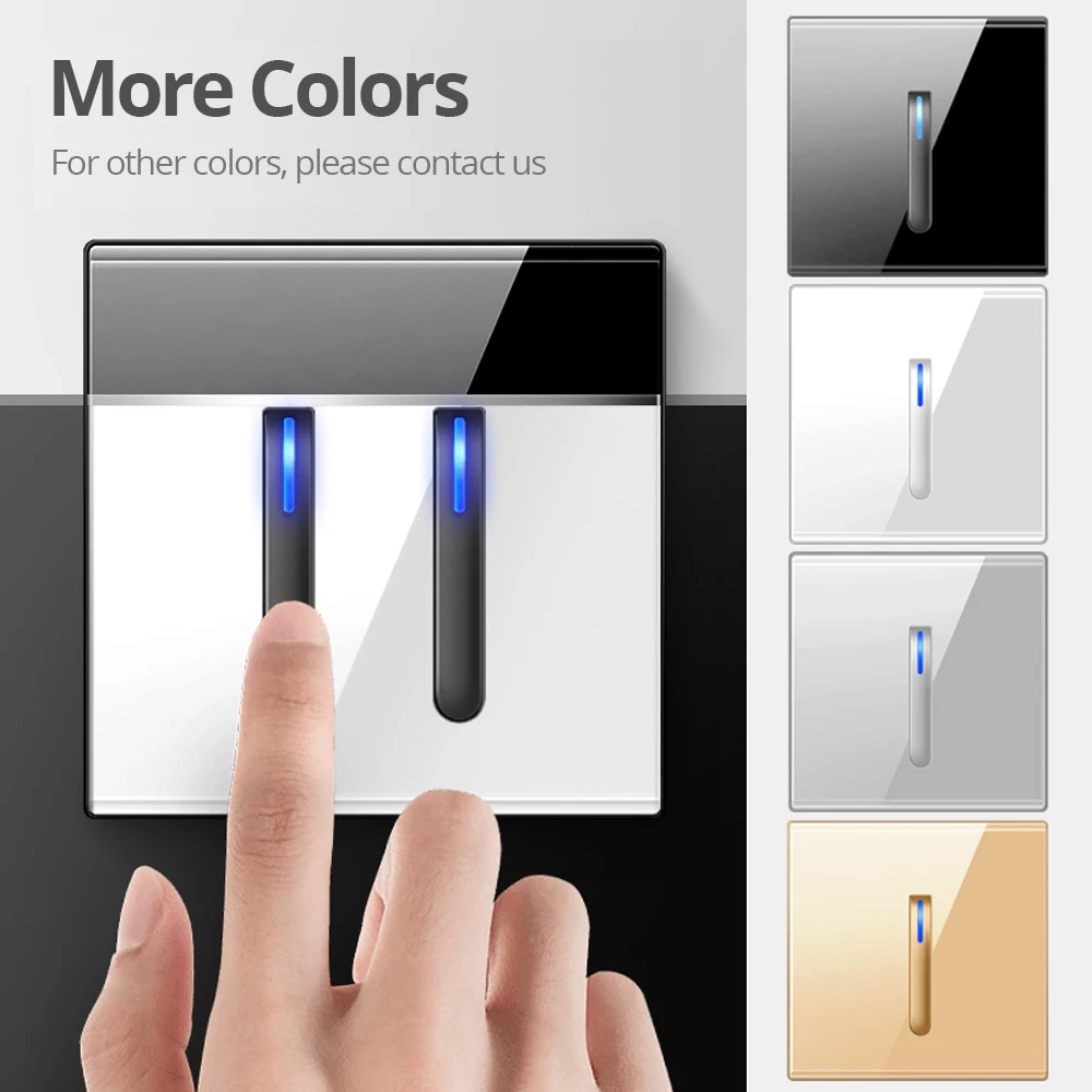 Кнопка Wallpad черная стеклянная панель с LED-индикатором настенный выключатель и