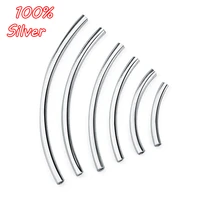4pcs s925 sterling silver curved tube spacer beads connector findings for bracelets necklace diy jewelry making accessories