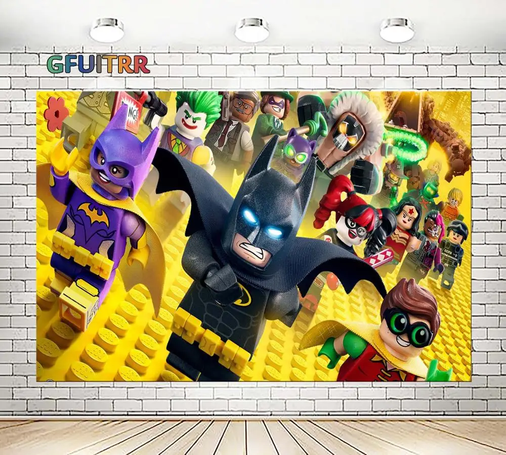GFUITRR мультфильм игрушка Бэтмен фотография Фон Дети День рождения фон кровать изголовье виниловый фото стенд реквизит