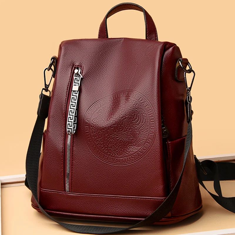 

High Quality PU Leather Back Pack for Women 2021 Mochilas Para Mujer Large Capacity Laptop Computer Bags Casual Travel Bagpacks