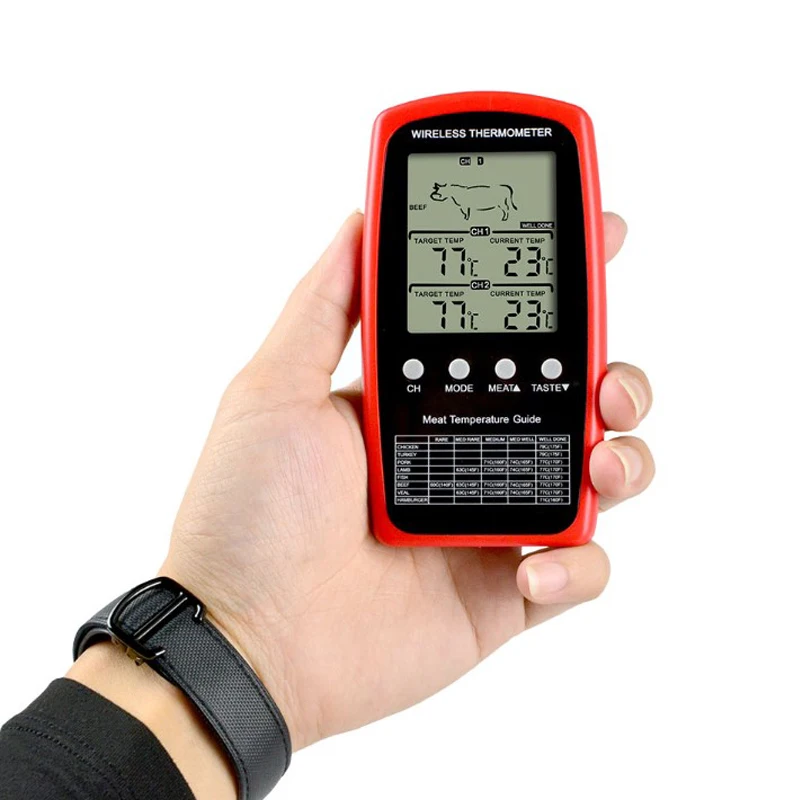 Беспроводной удаленный термометр для барбекю двойной зонд цифровой