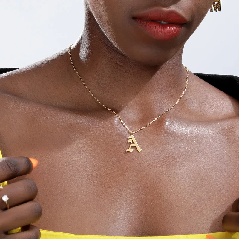 Старинное ожерелье с буквами из нержавеющей стали золотистого цвета Старое