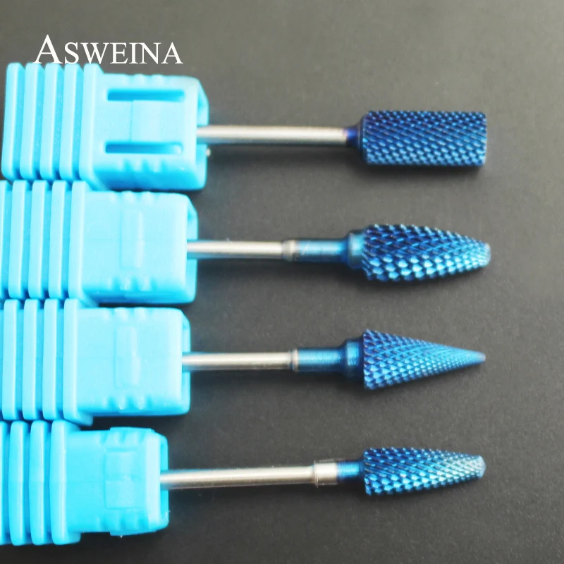 Asweina 1 шт. синий нано покрытие сверло резак для ногтей фрезерные карбидные