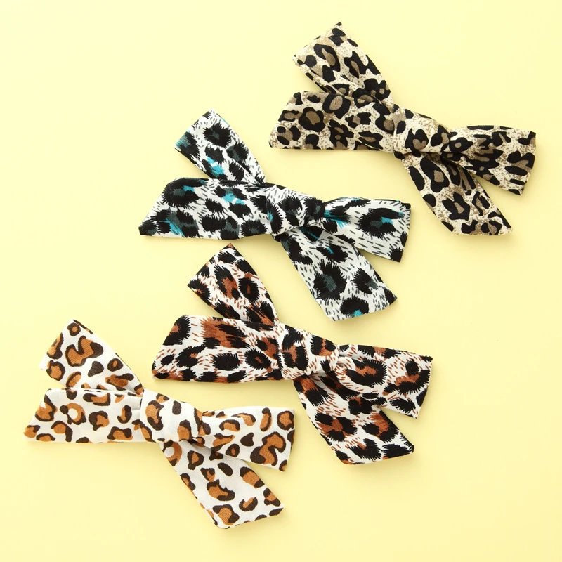 

Заколки для волос для новорожденных девочек, с леопардовым принтом, с бантом, детская заколка для волос