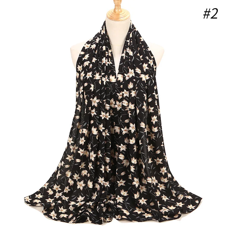 

New Designs Women Printed Chiffon Hijab Scarf Female Soft Floral Muslim Head Scarf Wraps