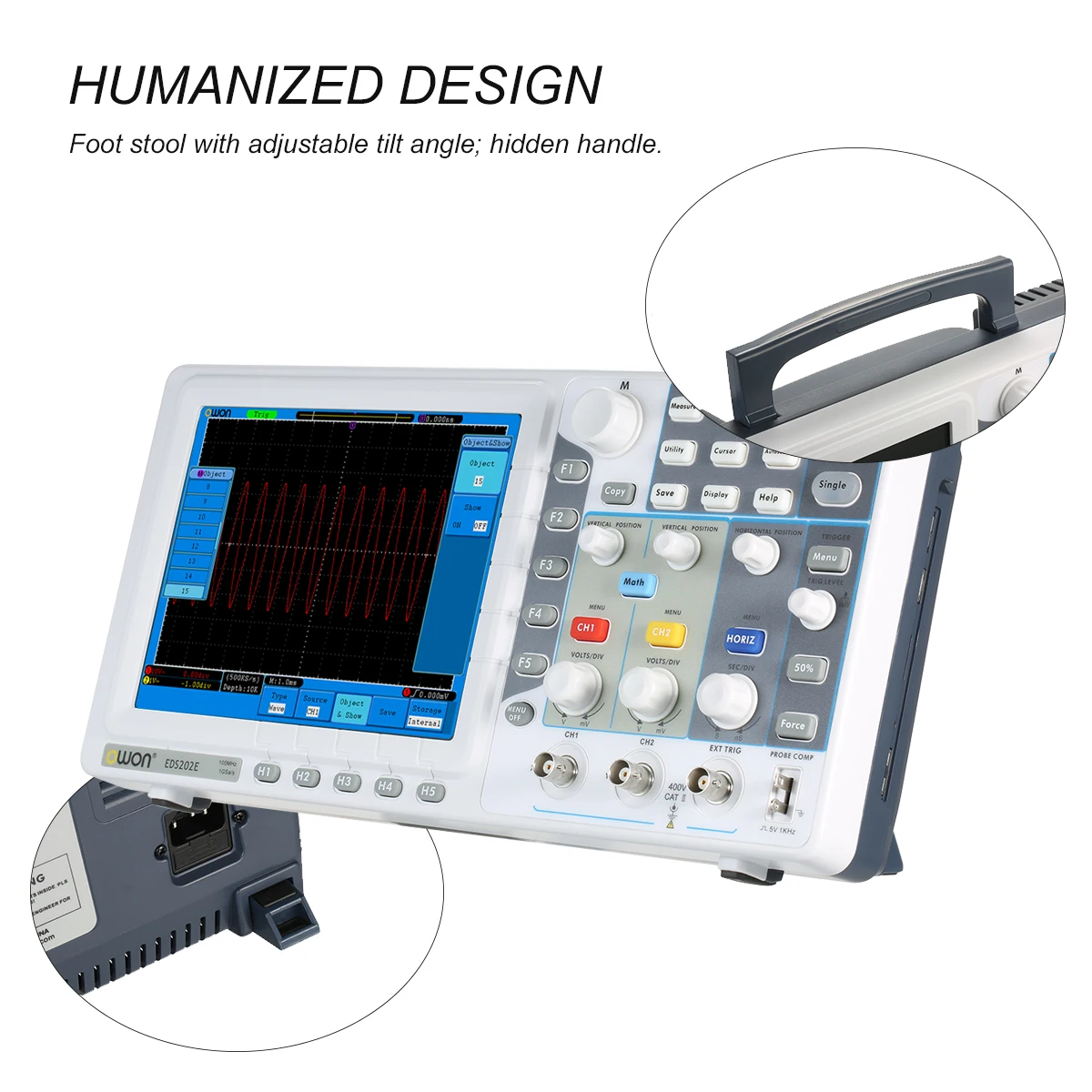 

Owon EDS202E 2-CH Digital Storage Oscilloscope with 8in LCD Display 10M Depth Memory Handheld Portable Oscillometer 100MHz 1GS/s