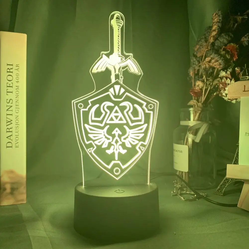 Игра Легенда о Зельде ссылка меч и щит знак СВЕТОДИОДНЫЙ Ночник светильник для