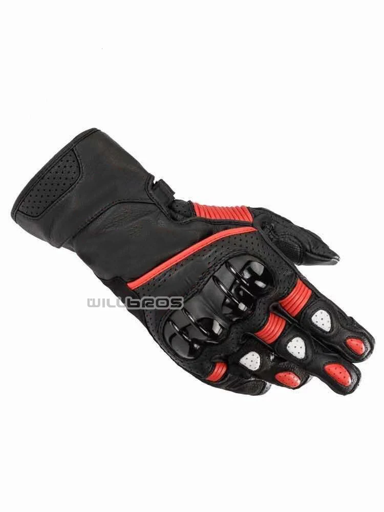 

Free Shipping Motorbike Long Leather Gloves Motor Guantes MX ATV UTV Bike Motorcycle Black Red Luvas Mens Unisex