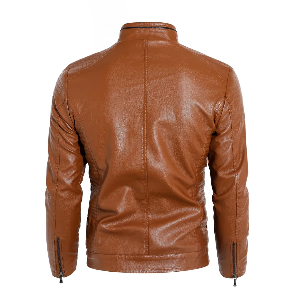 Мужская Флисовая Куртка из искусственной кожи blкг однотонная мотоциклетная