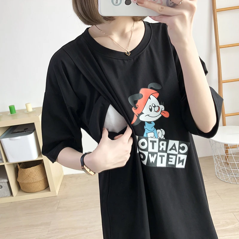 Длинная Стильная Футболка для беременных женщин модная одежда мам послеродового