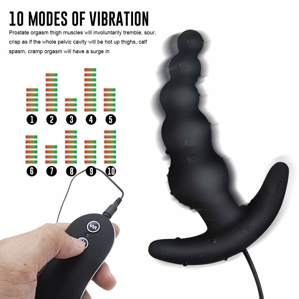 Anal Vibrator Vibrating Butt Plug 10 Mode Black Color Silicone anal beads For Male &amp Female Sex Toys for couples sex shop | Красота и