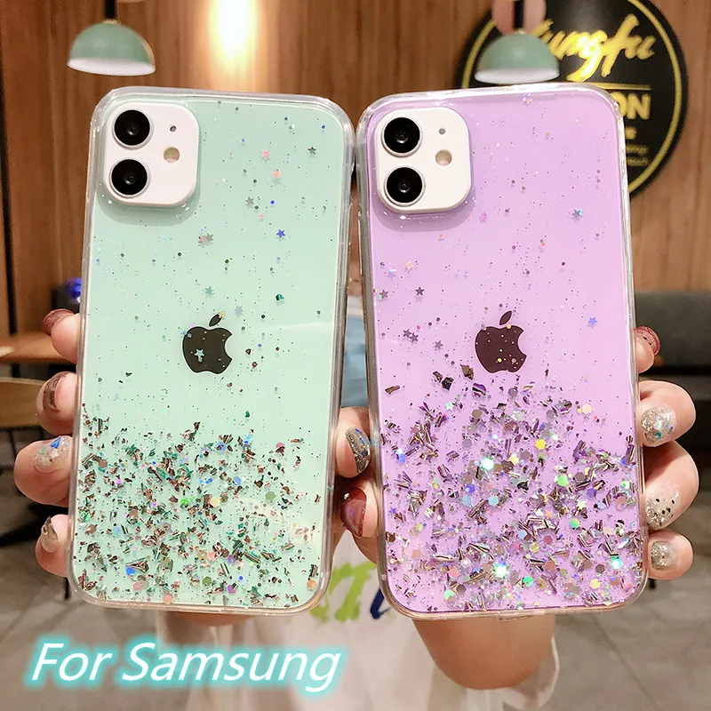 Роскошный блестящий чехол со звездами для Samsung A21 A31 A21S A91 A51 A71 A70 A50 A80 A10S Note 10 9 8 S20 Ultra