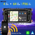 Android 10 PX6 4G + 64G Автомобильный DVD мультимедийный плеер для Ford Focus Mondeo S C Max Galaxy GPS навигация Радио Carplay TDA7850 DAB