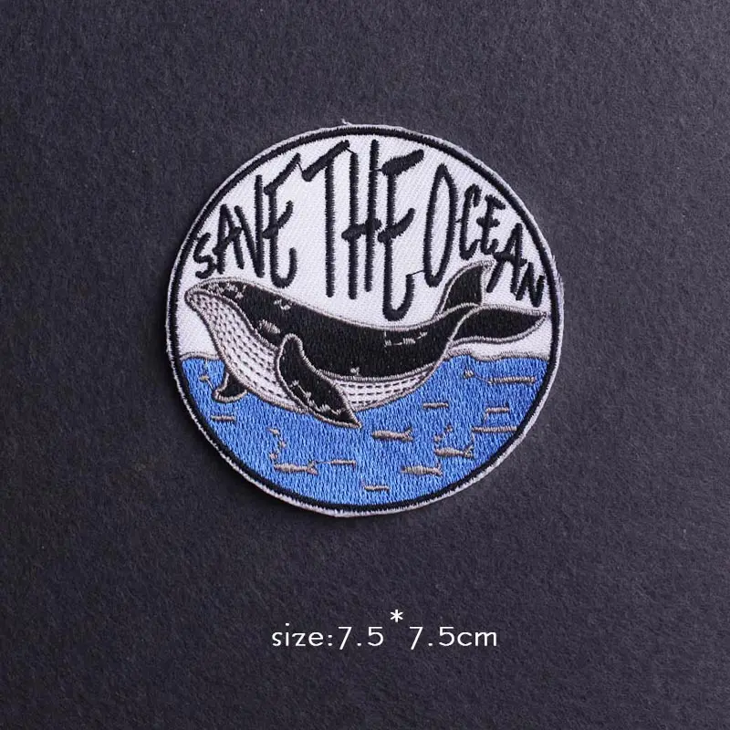 

Cartoon Patch Van Gogh Embroidery Patch Iron On Patches For Clothes Whale Jet Water Moon Embroidered Patches For Clothing Stripe